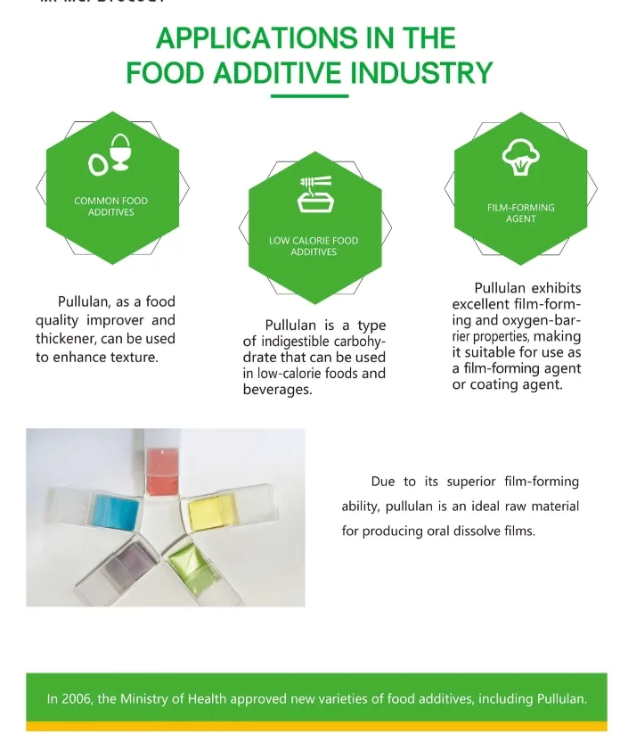 Pullulan CAS 9057-02-7: From Fermentation to Applications – A Versatile Natural Polysaccharide 4 High-quality Pullulan CAS 9057-02-7 from BLIT Chemical for food, pharmaceutical, and cosmetic applications. Natural polysaccharide with excellent film-forming properties.