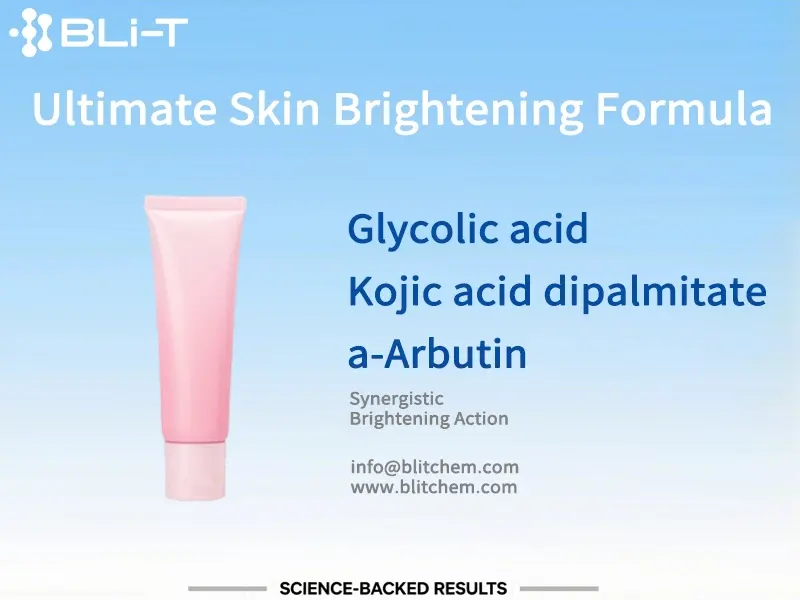توفر شركة BLIT Chemical ثنائي بالميتات حمض الكوجيك عالي النقاء (CAS 79725-98-7)، وهو عامل تفتيح البشرة مستقر يستخدم على نطاق واسع في تركيبات مستحضرات التجميل والعناية بالبشرة في جميع أنحاء العالم.